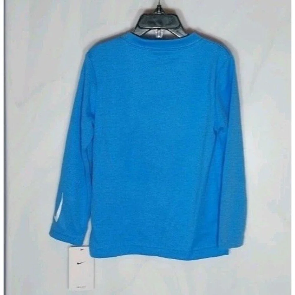 Nike Dri-FIT Boys Long Sleeve Tee Size 4T Blue Waffle Spellout Swoosh NWT